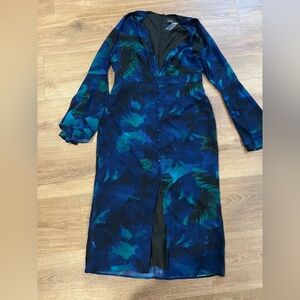 Vici Vibrant Blue and Green Long Sleeve Dress
